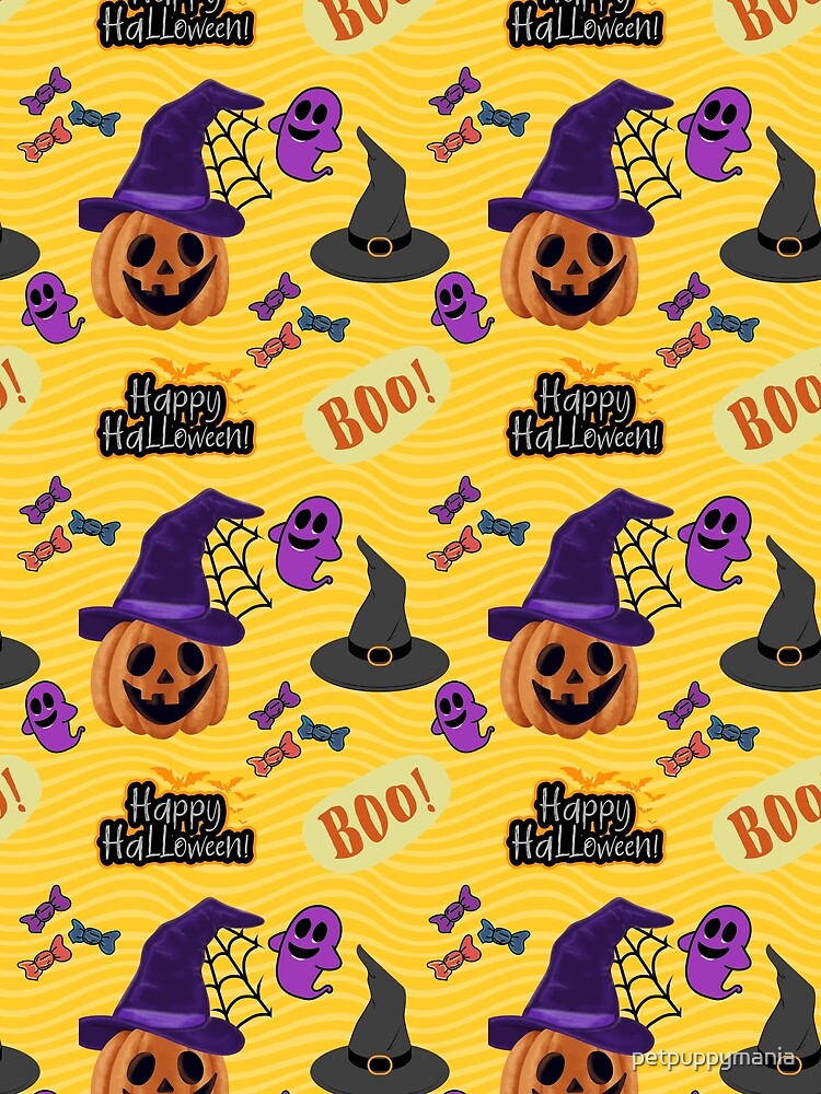 Funny Yellow Happy Halloween Pattern Costume by petpuppymania