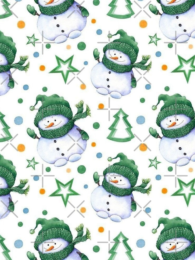 Christmas Snowman Green Seamless Pattern by ChainsArt
