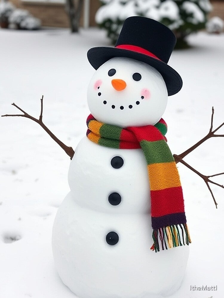 Classic Snowman with Colorful Scarf and Top Hat by ItheMattI
