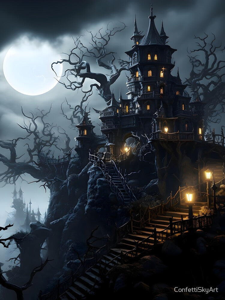 Halloween Haunted House by ConfettiSkyArt