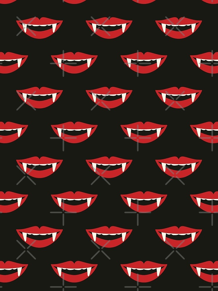 Retro Halloween Vampire Teeth Black Pattern by trefail