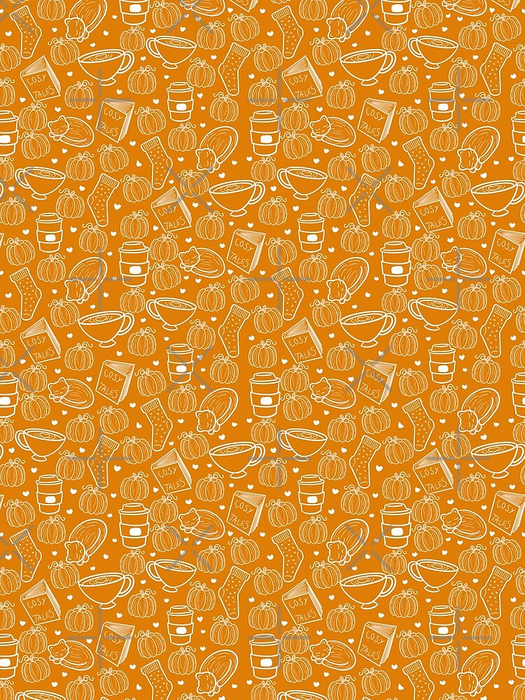 Orange Autumnal Tone Cosy Fall Print by ClarissaDoodles