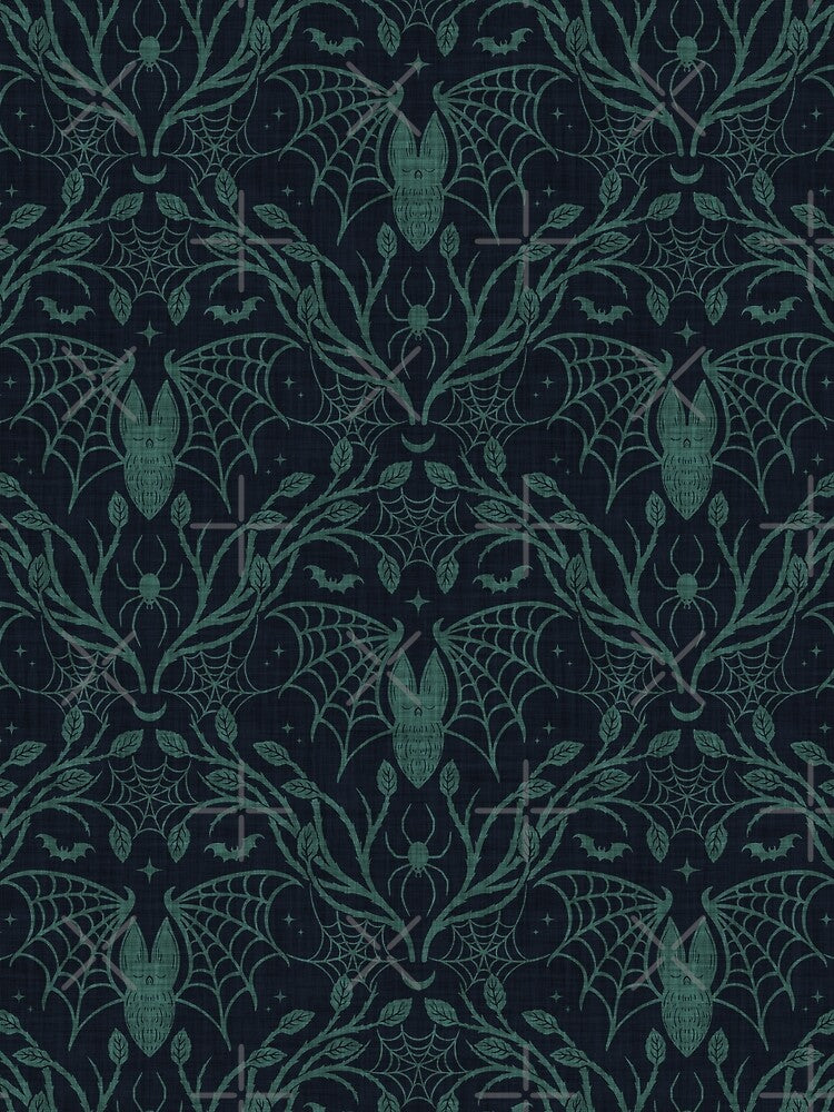 Whimsigoth Bat, Cobwebs & Spiderwebs Green by EarthFaeryDSGN