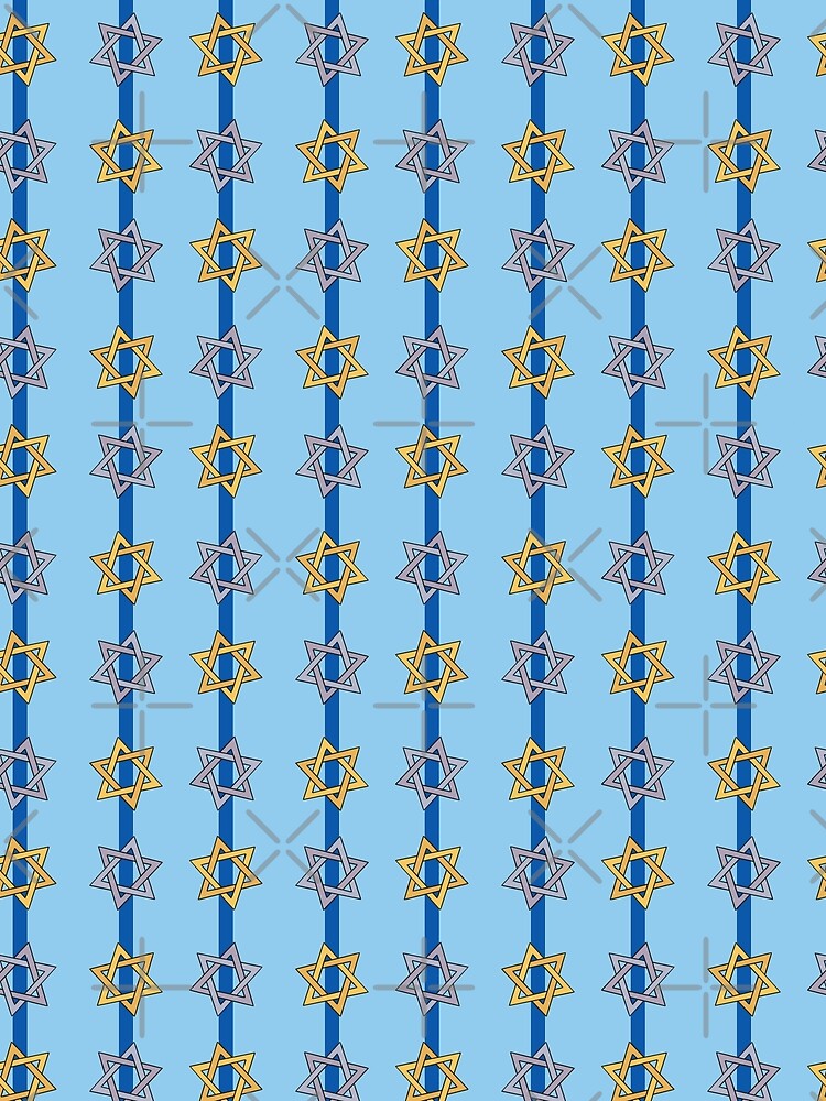 Star of David Hanukkah Stripes Blue by CI Creative Design LLC