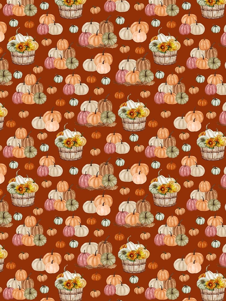 Rustic Pumpkin Harvest on Dark Red Orange by KSimpson838
