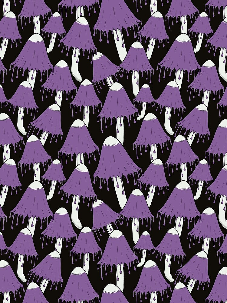 Creepy Purple Dripping Mushroom Field Pattern by CreativeDraws42