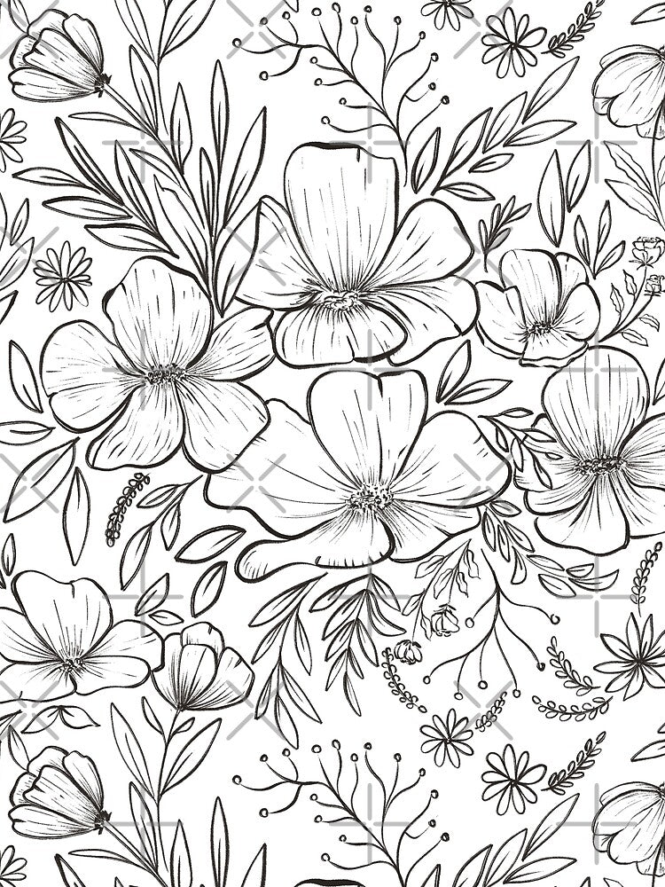 Hand-drawn Botanical Floral Illustration — Line Art by Morinically