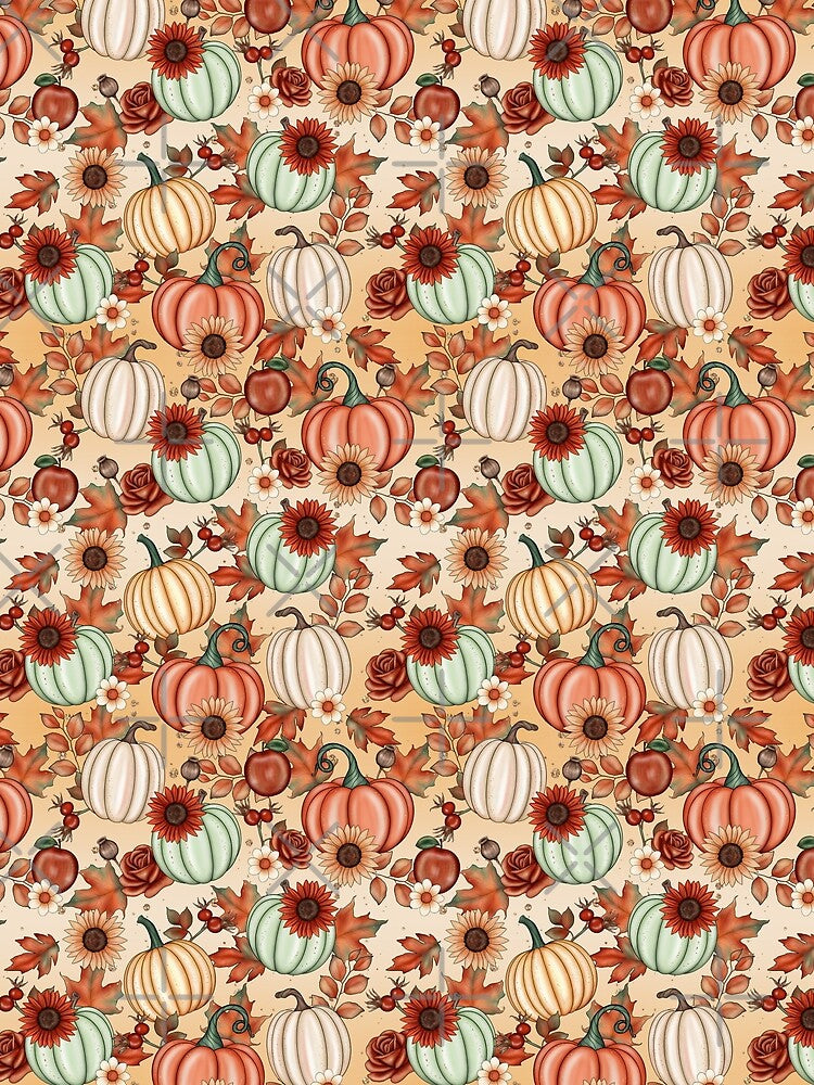 Floral pumpkin autumn pattern by GCarradice