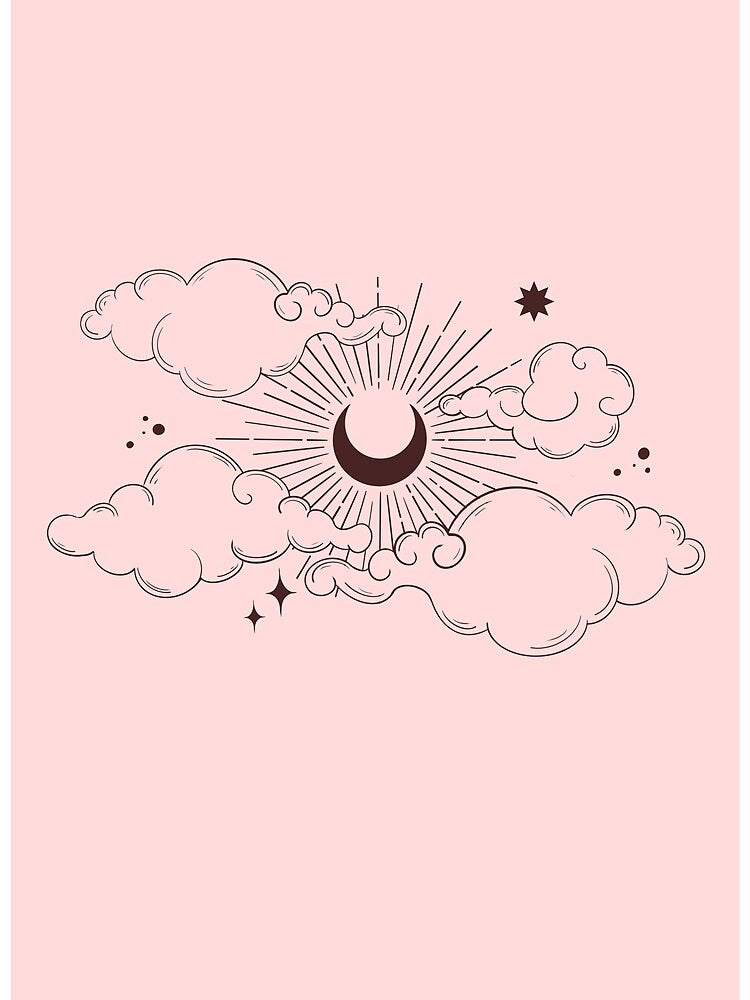 Cloudy Moon Print │Pink by NelliNouveau