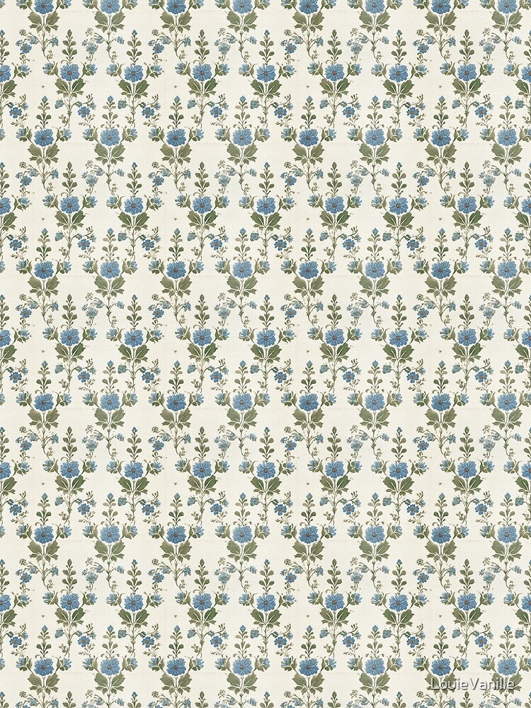 Distressed Vintage Blue Floral Damask by LouieVanille