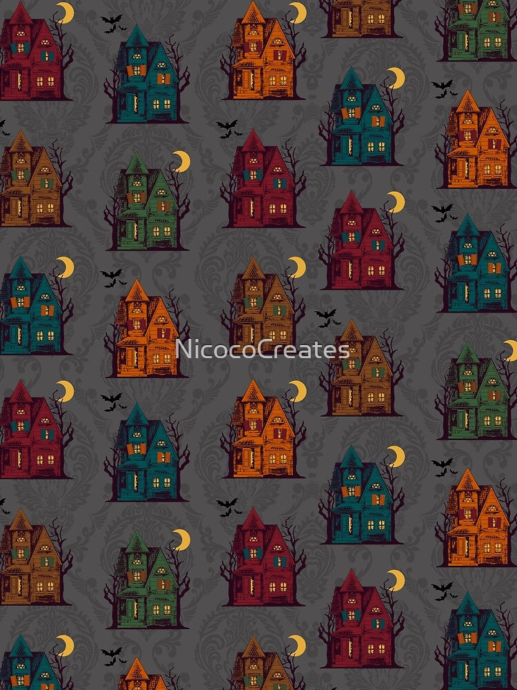 Haunted House Print by NicocoCreates