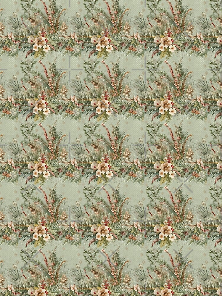 Retro Cute Floral Christmas Pattern in Spotty Mint Green by SamJanner