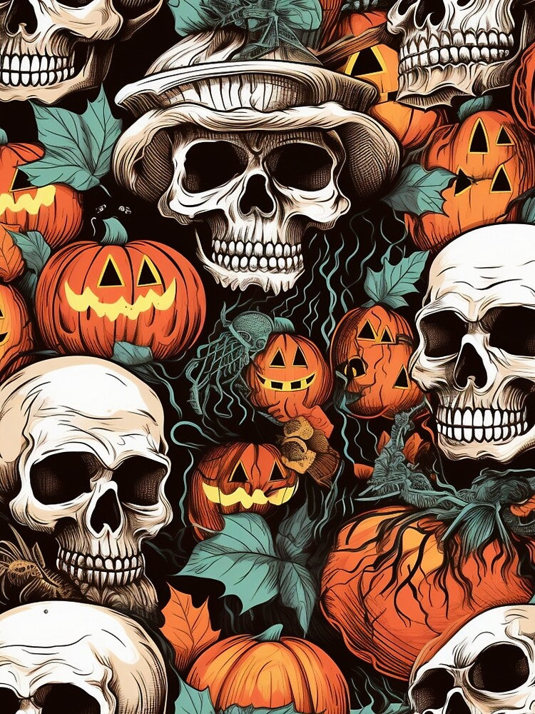 Halloween Skulls and Pumpkins Vintage by Vindbult