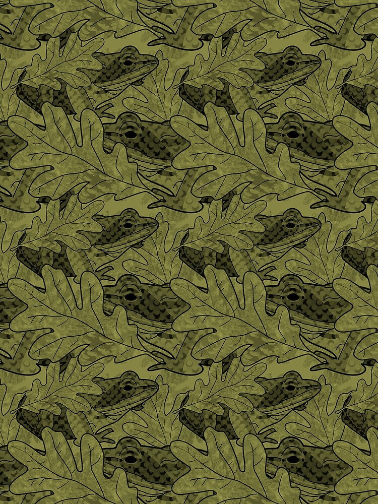 Wood Frog in the Oak Leaves Black and Yellow by Art in My Loft