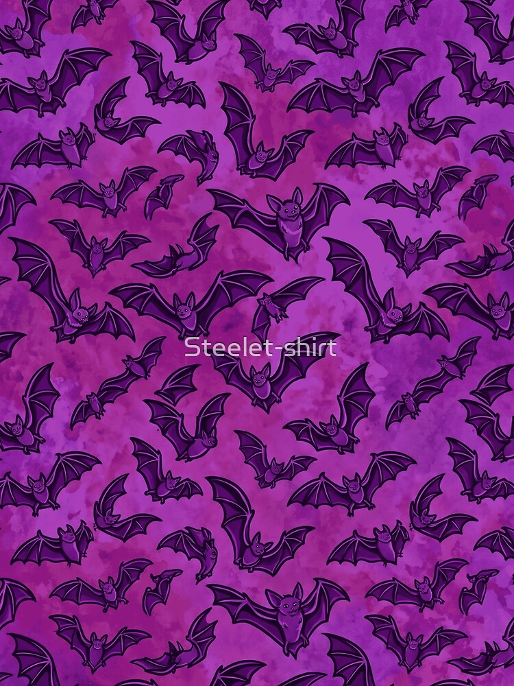 Purple Flying Bats Seamless Pattern by Steele-Art