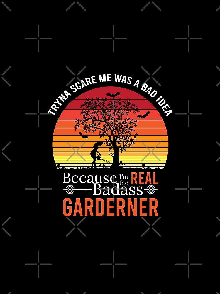 Funny Retro Halloween Bad ass gardener t shirt design for gardeners by anins-azuree