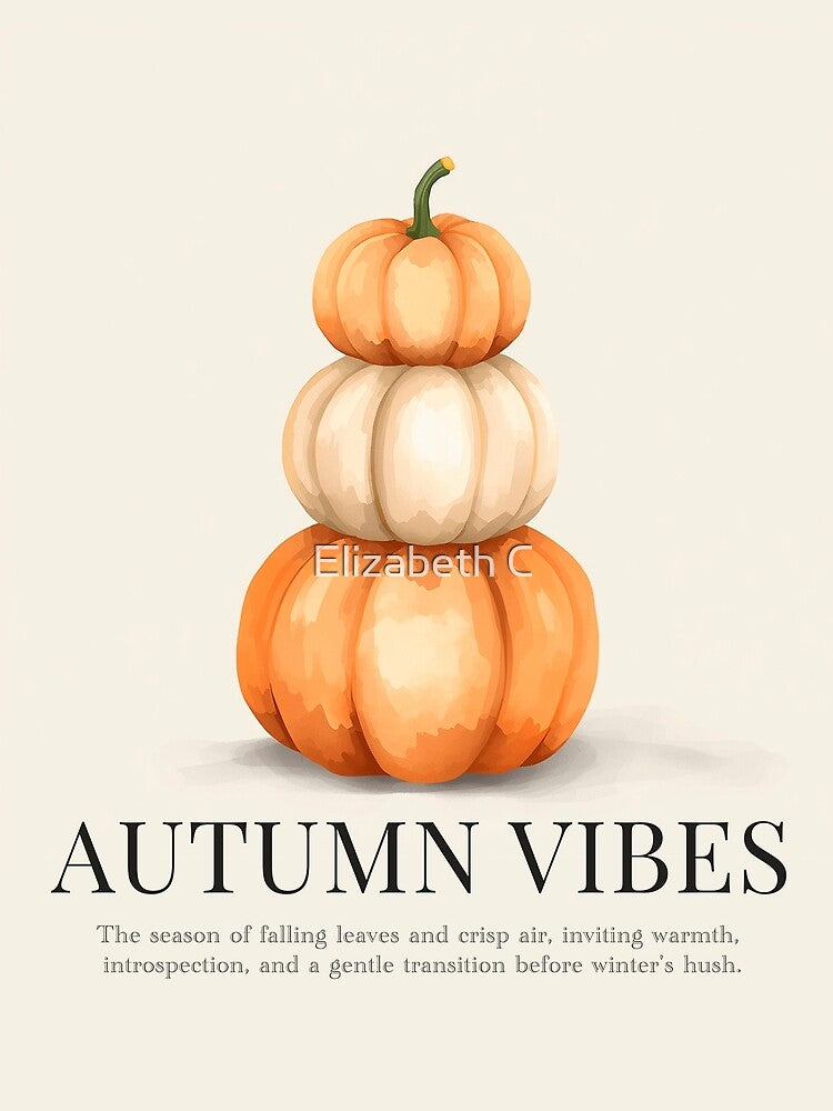 Cozy Vibes Minimalist Autumn Watercolor Pumpkin Stack by ElizabethCoelho