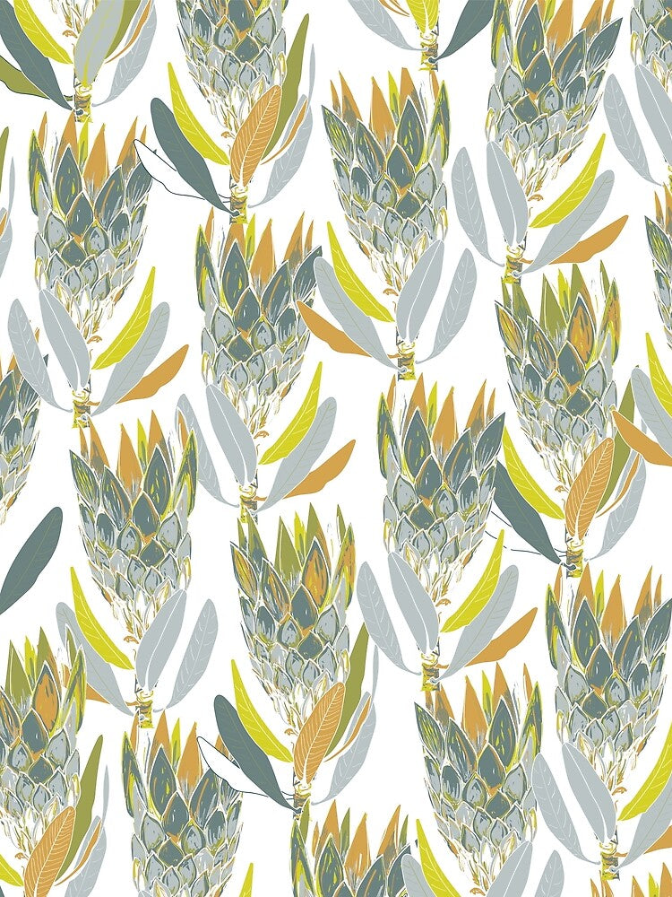 Protea pattern in green and gold by Designedbyallie