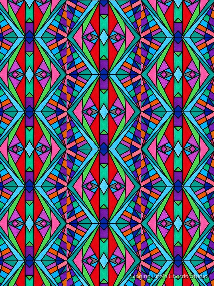 Radiant Convergence | Geometric Kaleidoscope in Jewel Tones by Singing Life's Chords Studio