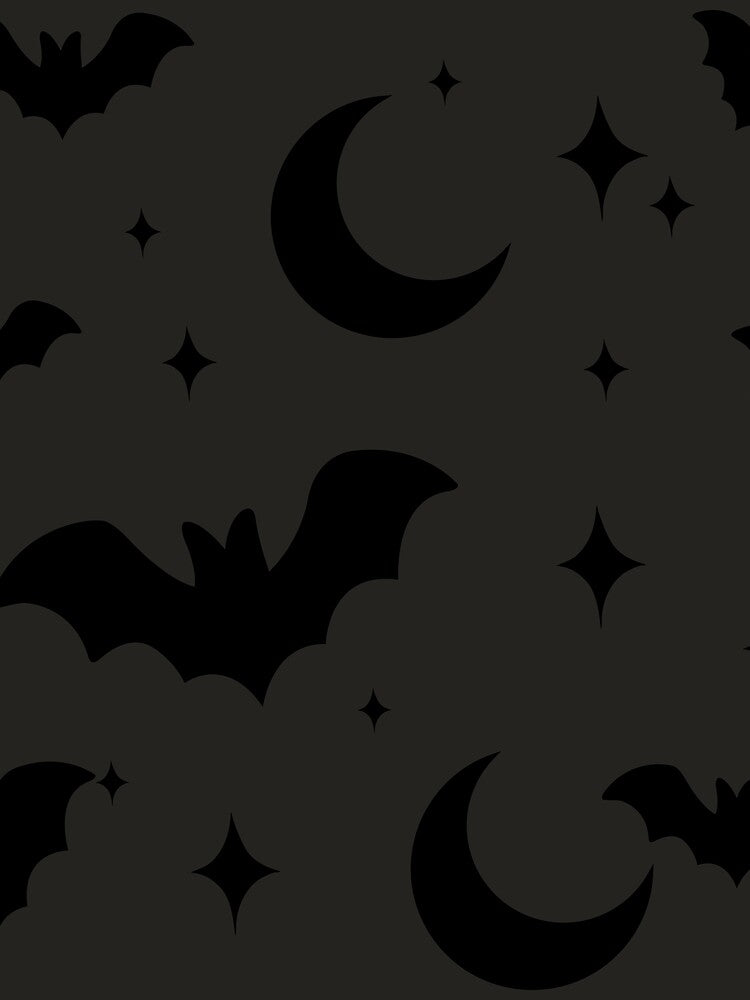 Black Bats and Moons Halloween Pattern by GemsAnatomy