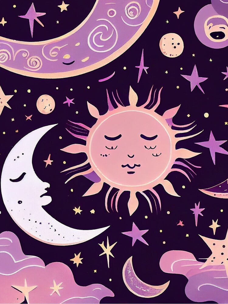 Magical Boho Sun And Moon Stars by BetOova