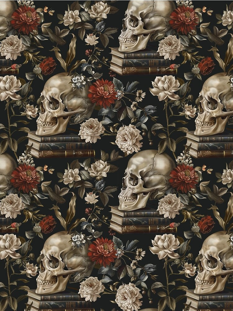 Gothic Skulls and Flowers Pattern by JenArtish