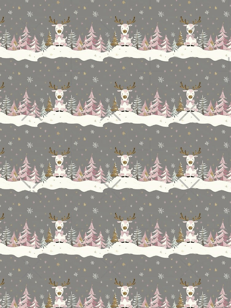 Retro Cute Christmas Night Pattern with Reindeer by SamJanner