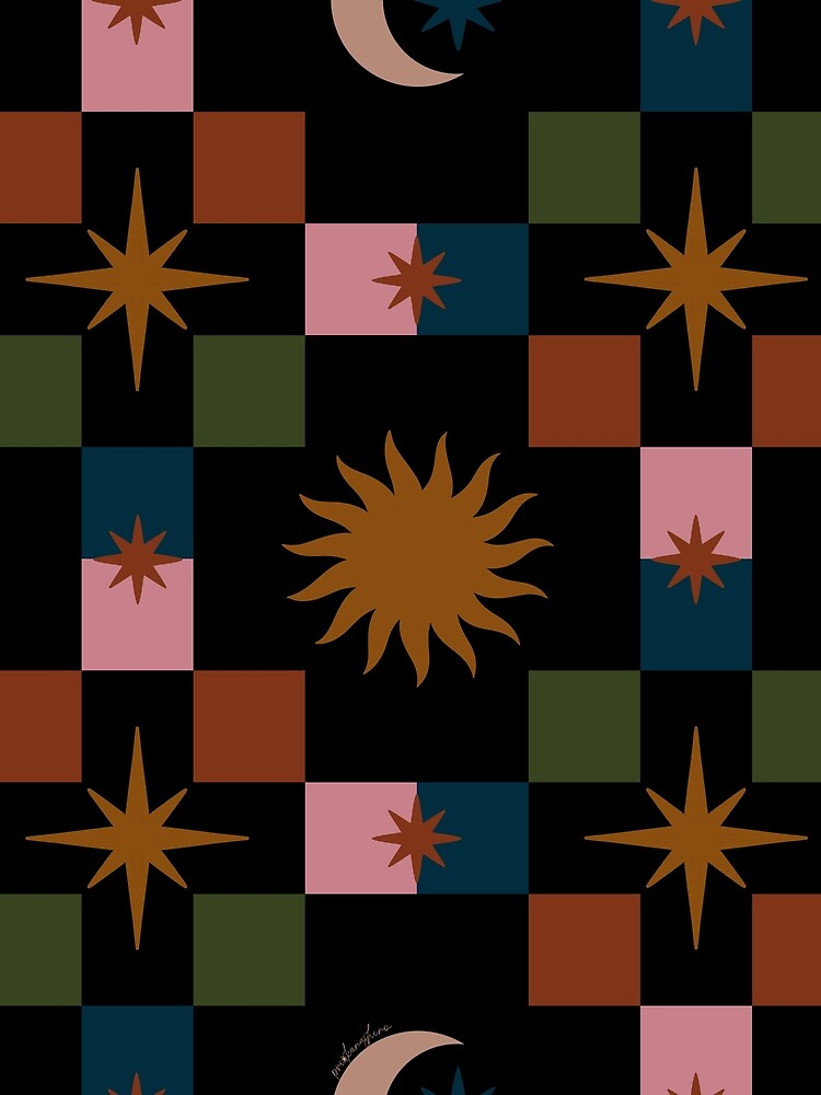 Celestial Patchwork Sun and Stars Pattern by prikanashiro