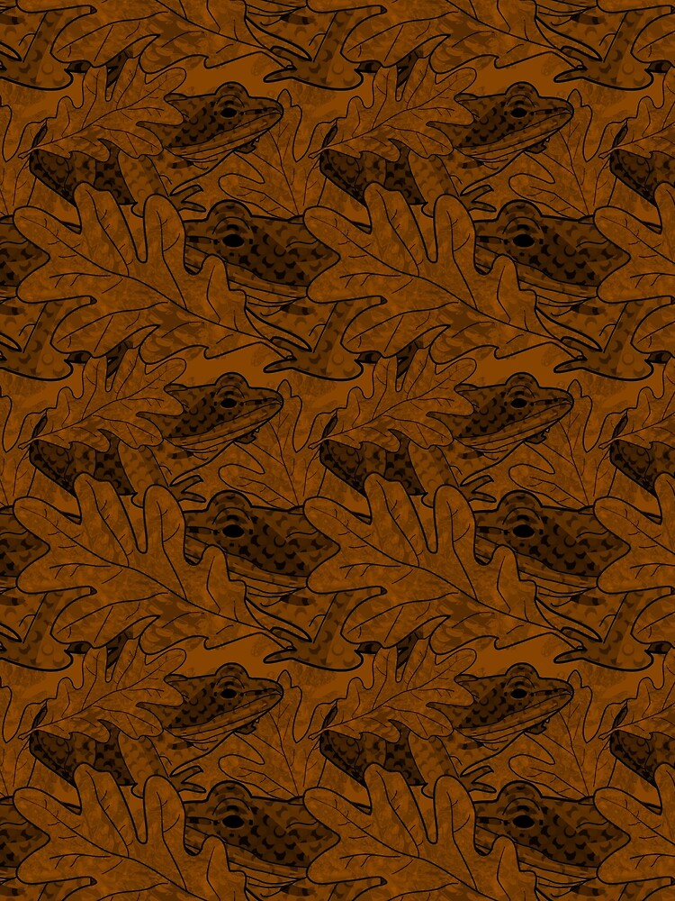 Wood Frog in the Oak Leaves Black and Orange by Art in My Loft