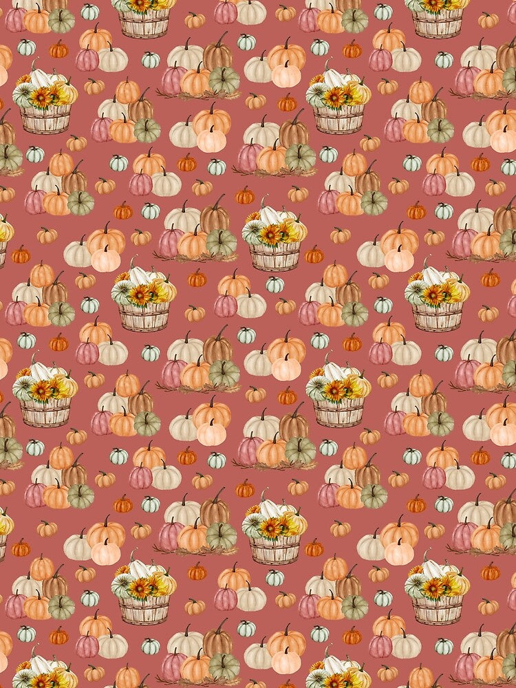 Rustic Pumpkin Harvest on Dark Coral Pink by KSimpson838