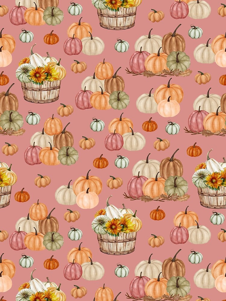 Rustic Pumpkin Harvest on Pink by KSimpson838