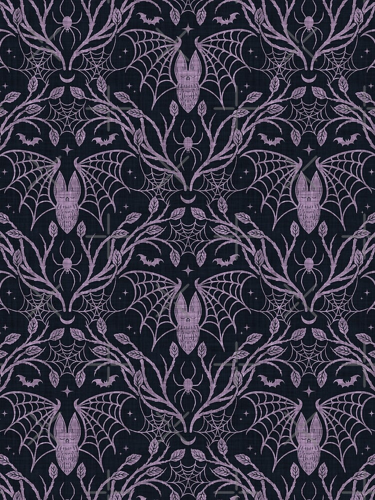 Whimsigoth Bat, Cobwebs & Spiderwebs Purple by EarthFaeryDSGN