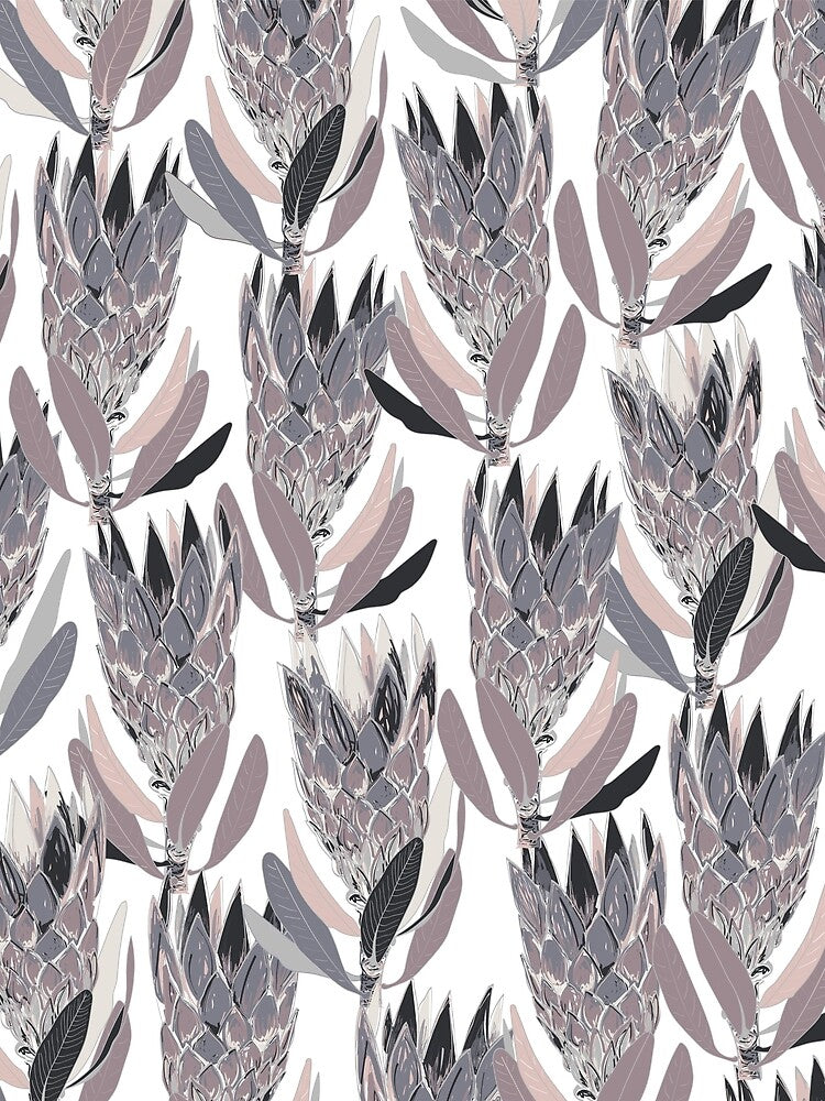 Purple and grey protea pattern by Designedbyallie