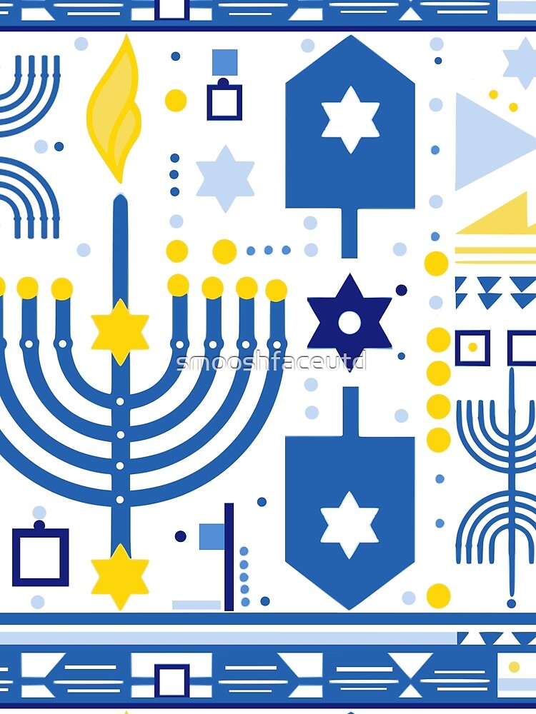 Modern Hannukuh art - Hanukkah gift - mod Jewish design - Chanukkah gifts - festival of lights pattern - Happy Hanukkah by smooshfaceutd