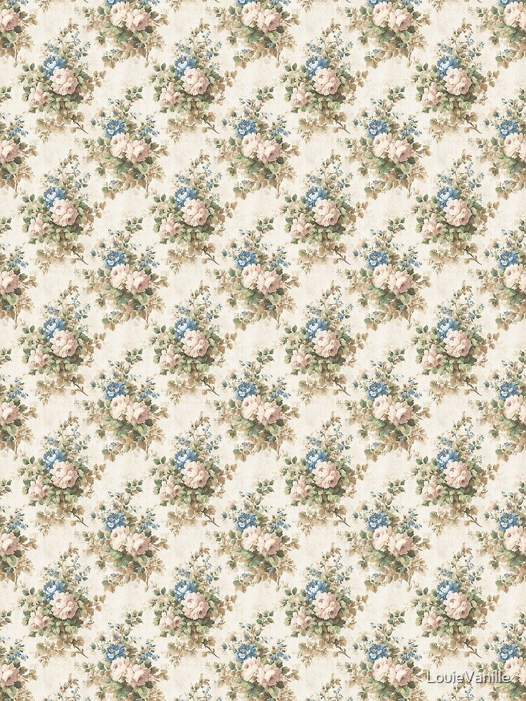 Distressed Vintage Blue Floral by LouieVanille