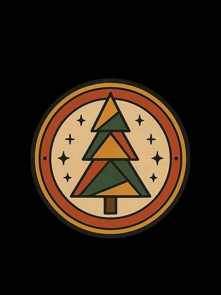 Retro Christmas Tree Badge Vintage 70s - Holiday Patch Art by PunchDrop