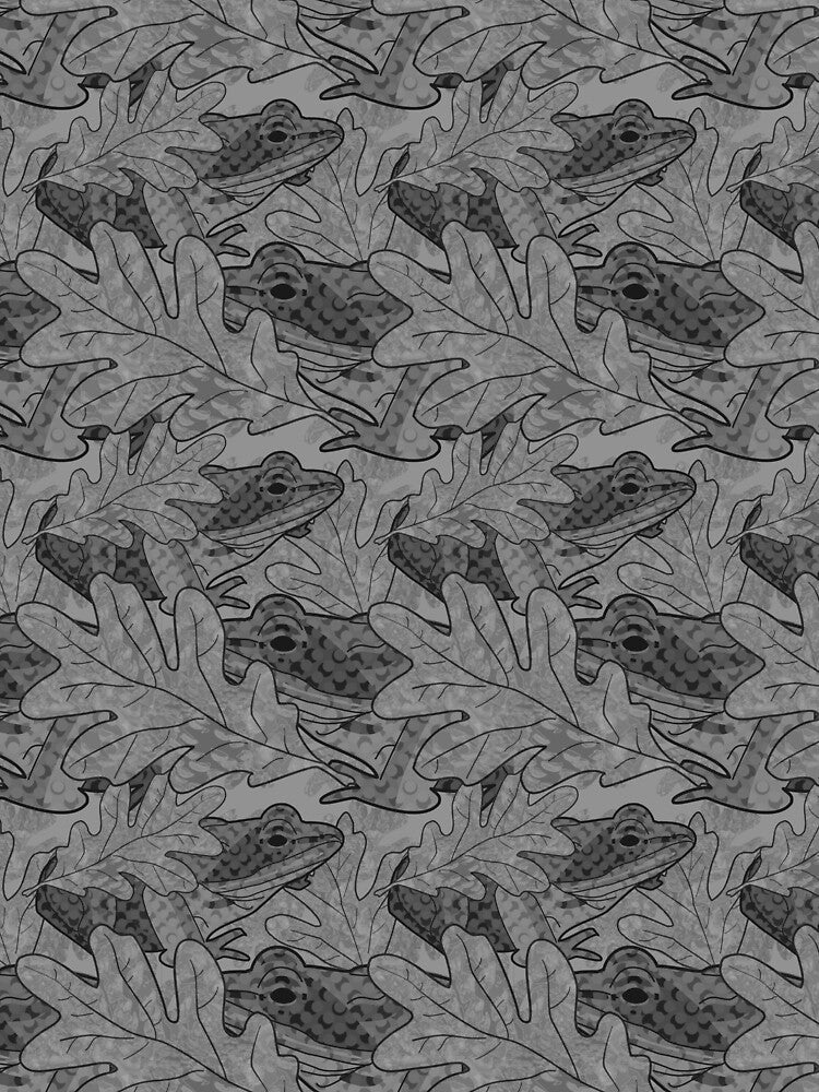 Wood Frog in the Oak Leaves Black and Grey by Art in My Loft