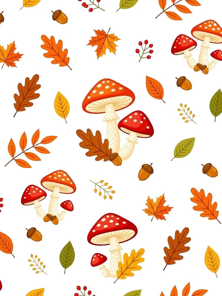 Autumn Mushroom & Leaves Seamless Pattern by Dabis26