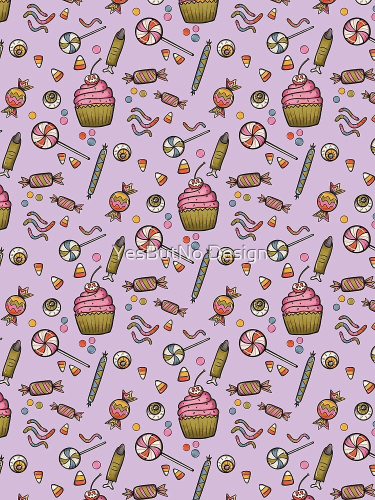 Purple Halloween Candy Repeating Pattern by YesButNo Design