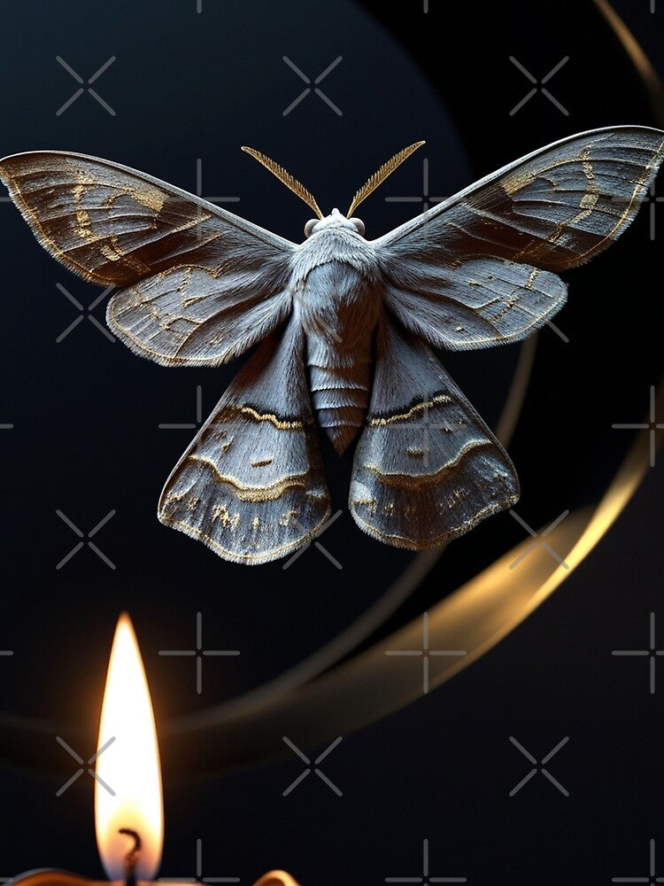 Moth & Candle Flame – Gothic Dark Academia Illustration by semenol