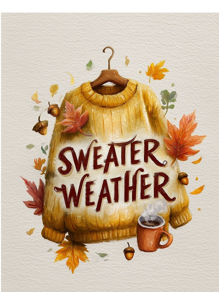 Sweater Weather – Cozy Autumn Watercolor by Helenaphotoart