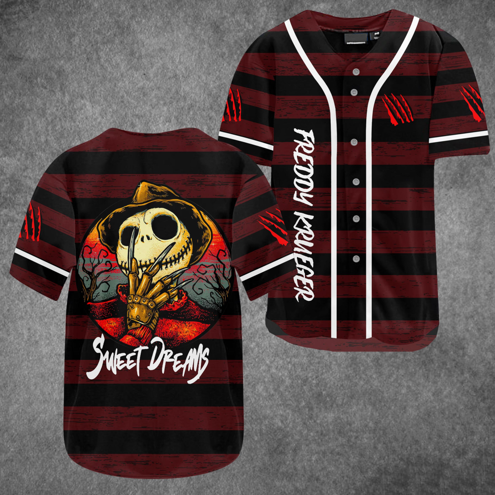 Freddy Krueger Sweet Dreams Baseball Jersey: Horror-inspired Style for Nightmarish Fans - Aopprinter