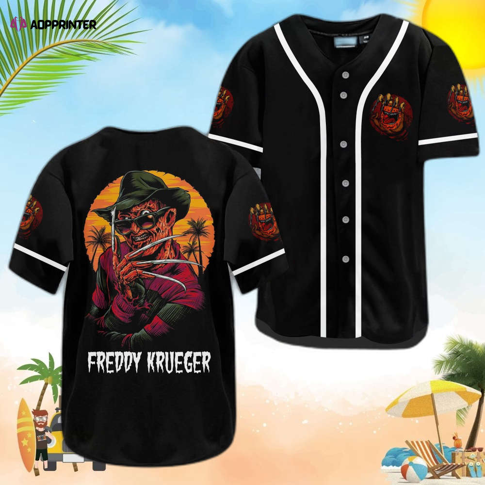 Freddy Krueger White Piping Baseball Jersey: Sleek & Stylish Horror-Inspired Apparel! - Aopprinter
