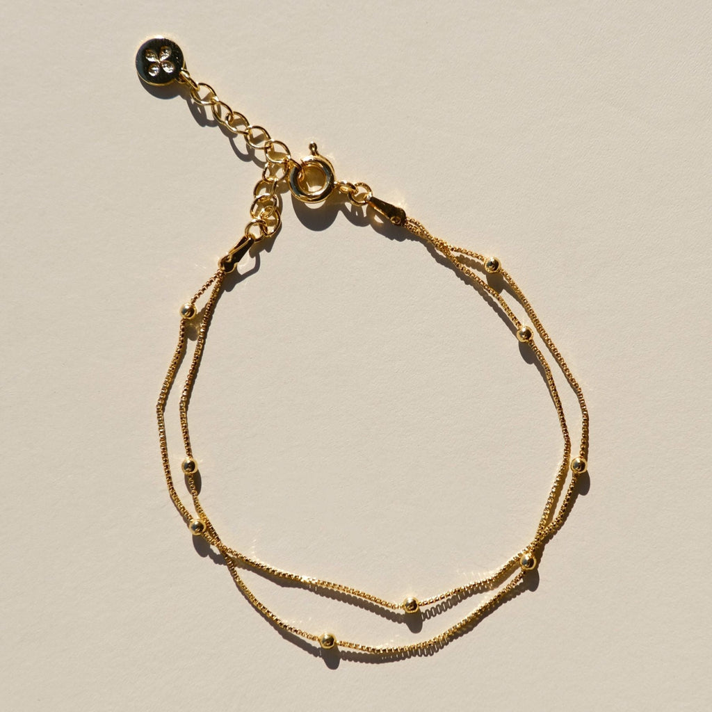 Gold Double Layer Saturn Chain Bracelet