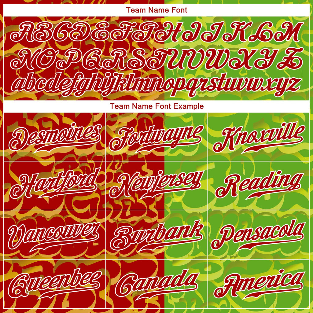 Custom Graffiti Pattern Red-Green 3D Authentic Baseball Jersey