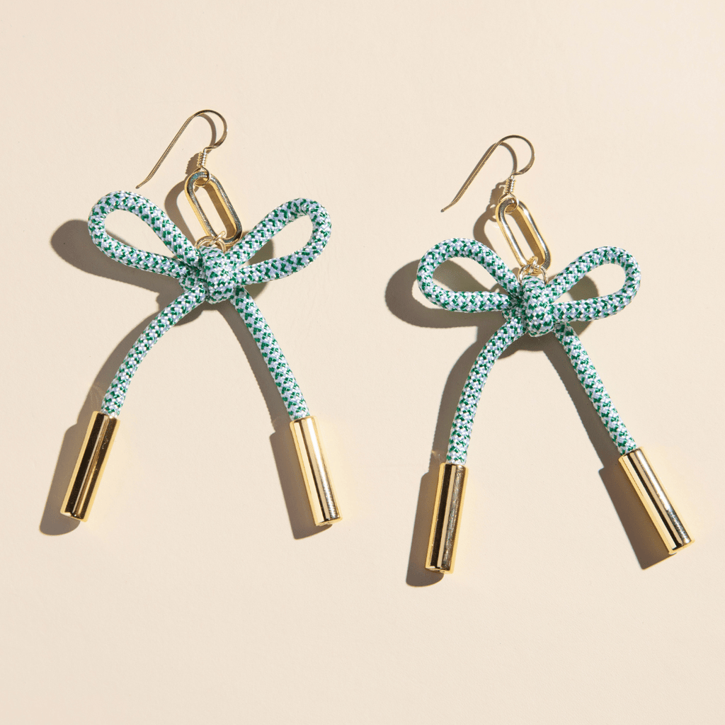 Green & White Simone Cord Earring
