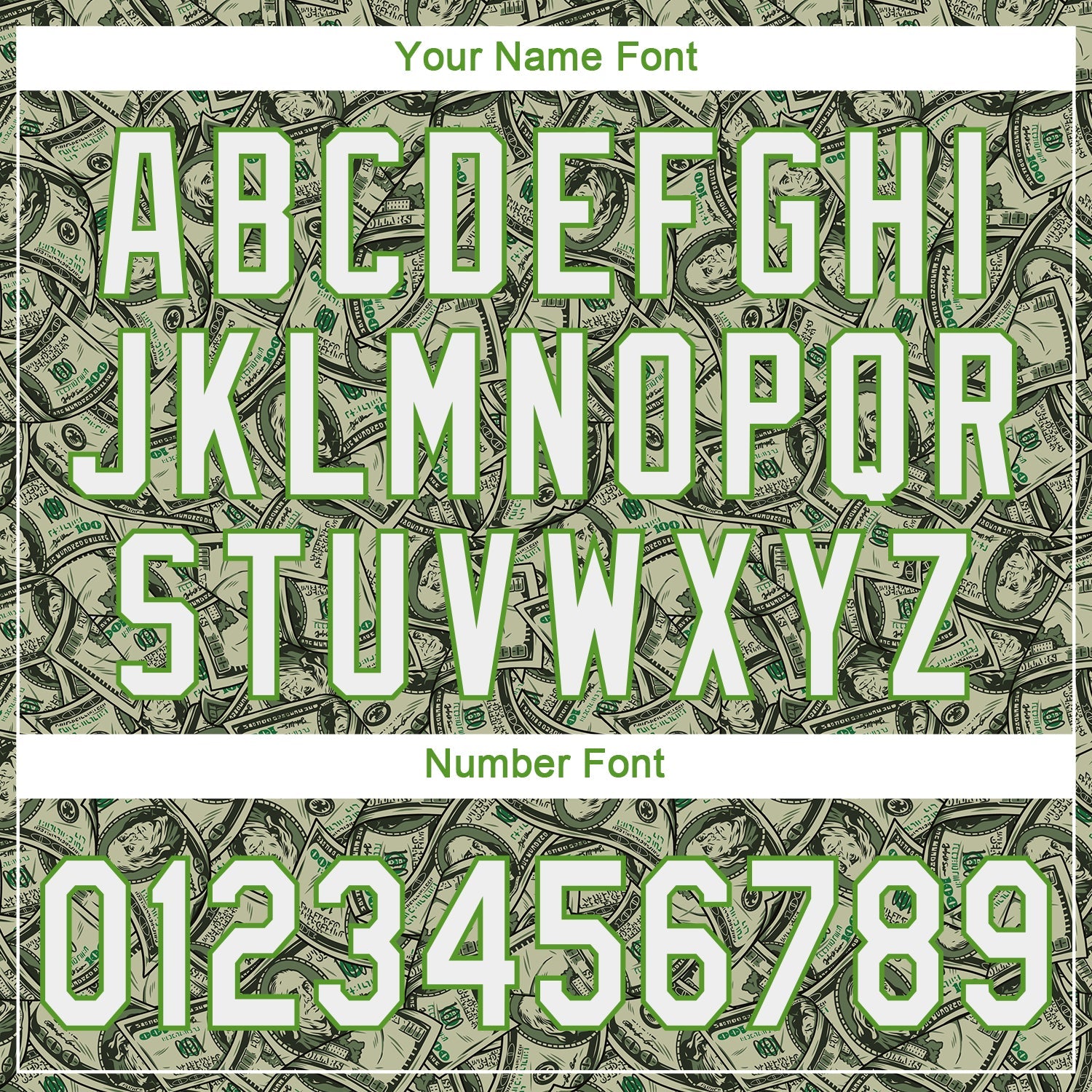 Custom Green White-Neon Green 3D Pattern Design Dollar Authentic Baseball Jersey