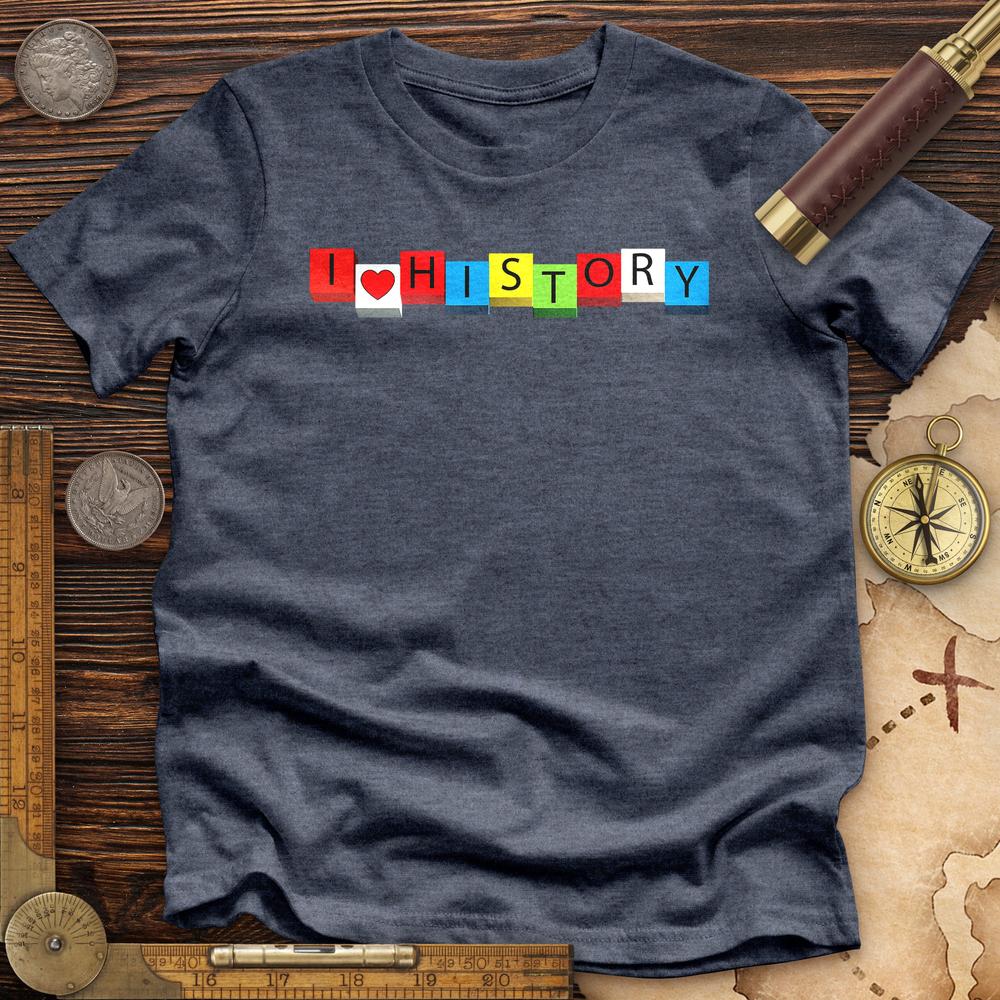 I Love History Blocks Premium Quality Tee