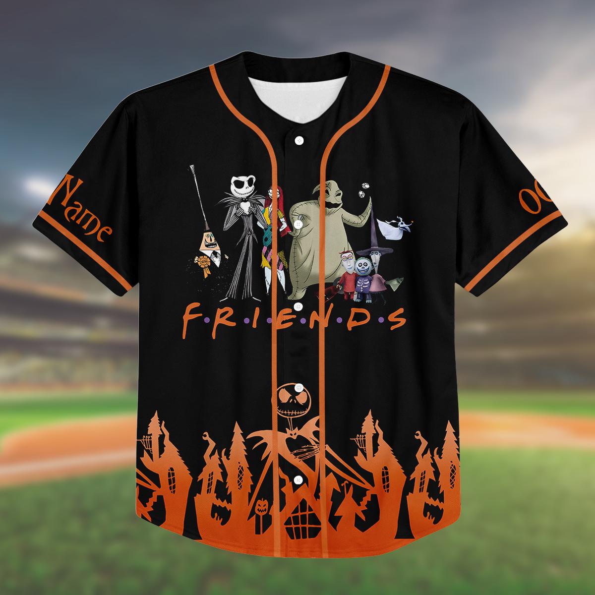 Custom Halloween Baseball Jersey, Personalized Jack Skellington Shirt, Spooky Team Jersey, Halloween Party Outfit, Gift for Him/Her