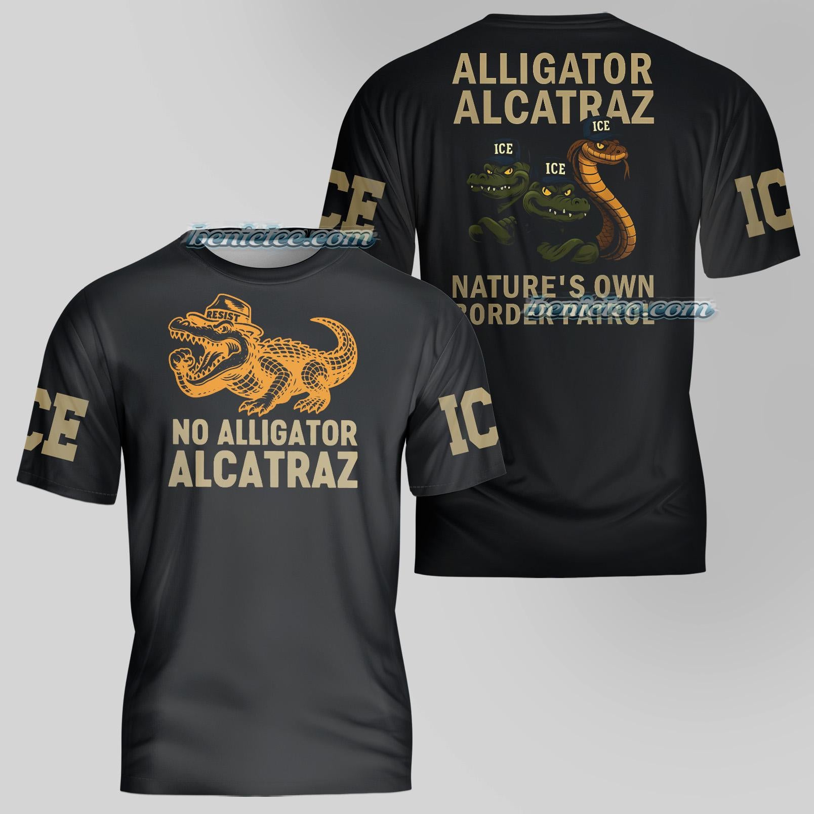 Alligator 3D Tee, Vintage Gator Enforcement Clipart Shirt, ICE Alligator Alcatraz T-shirt